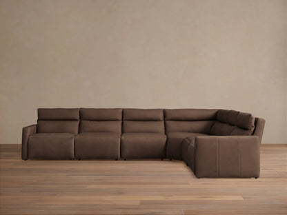 Rowland Tailored Leather Six-Piece Motion Sectional