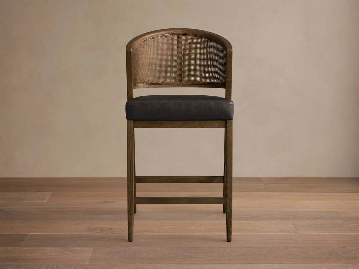 Aimee Cane Back Armless Counter Stool in Mocha and Oxnard Chocolate (4 of 4)