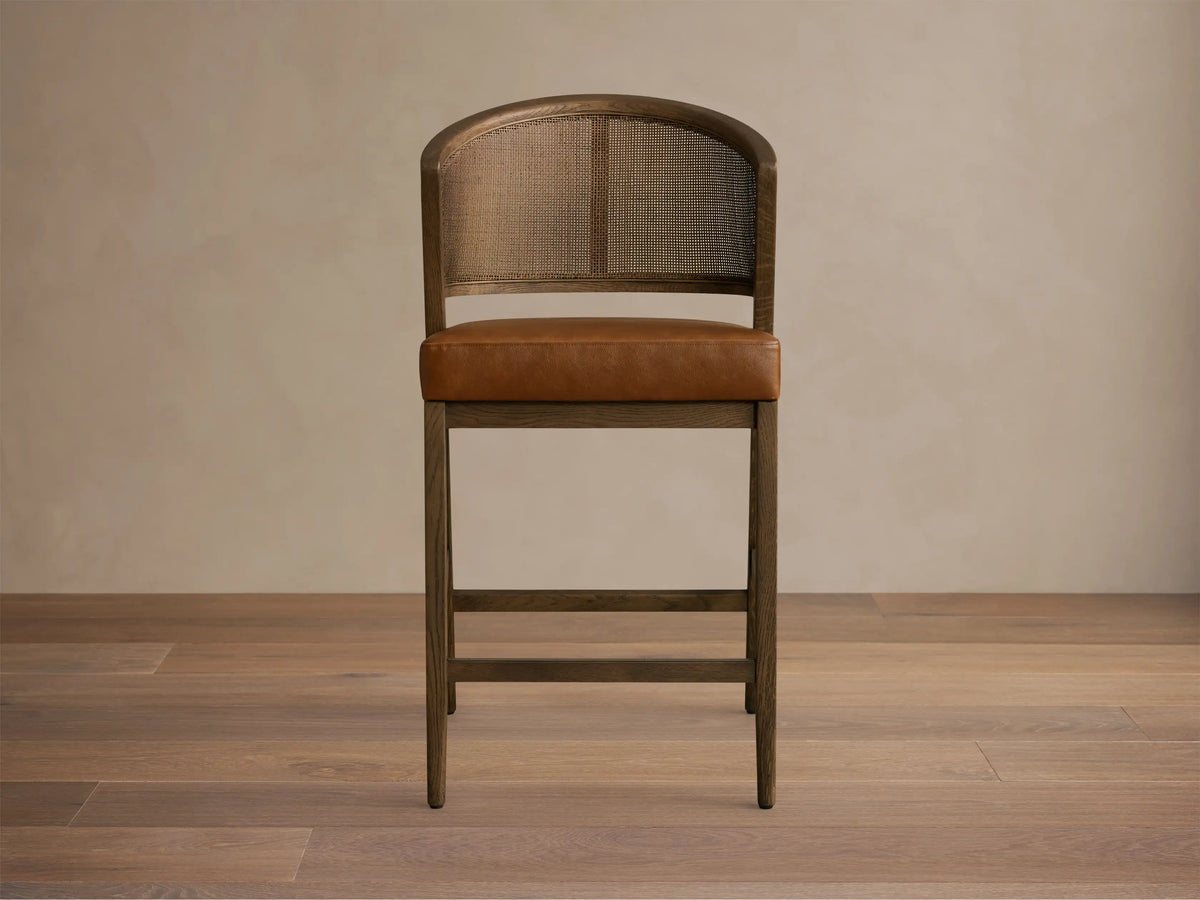 Aimee Cane Back Armless Counter Stool in Mocha and Oxnard Camel (4 of 4)