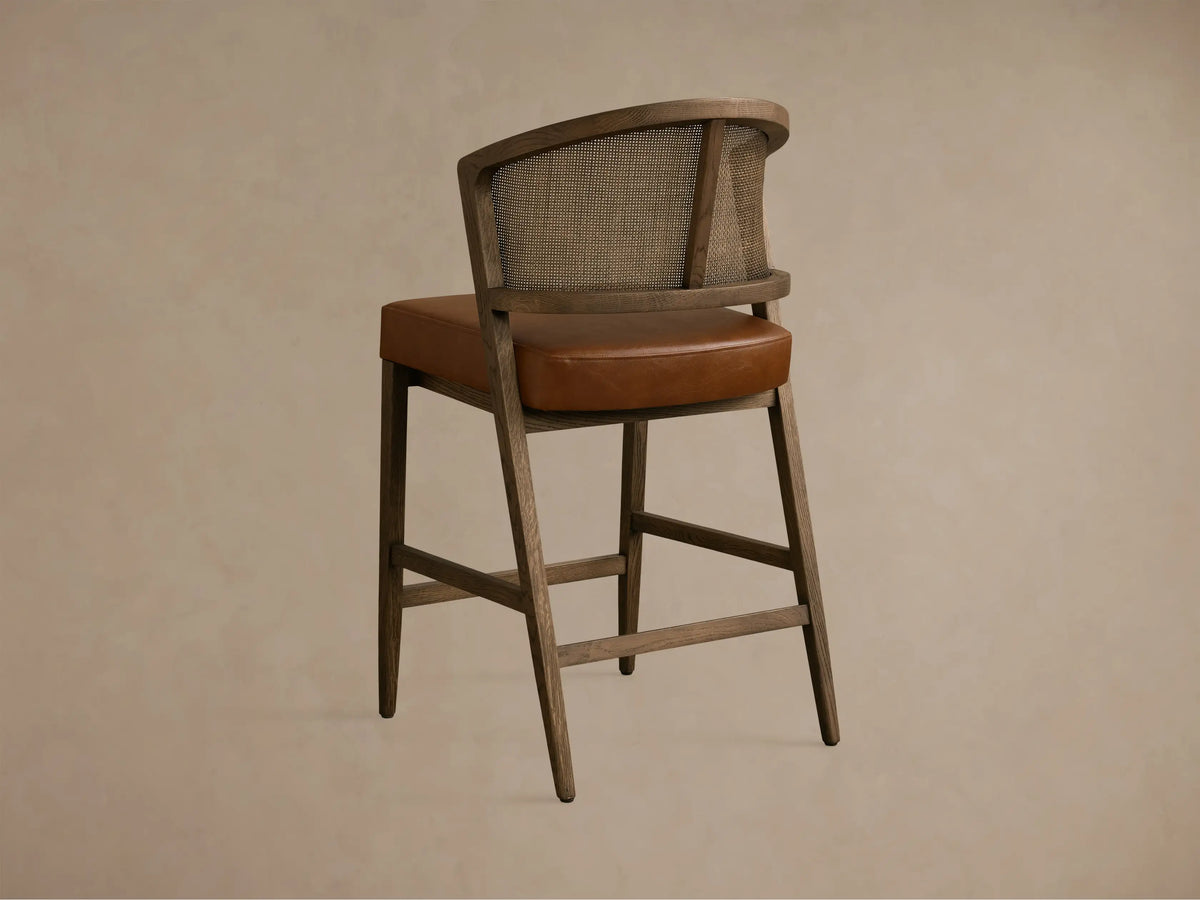 Aimee Cane Back Armless Counter Stool in Mocha and Oxnard Camel (2 of 4)