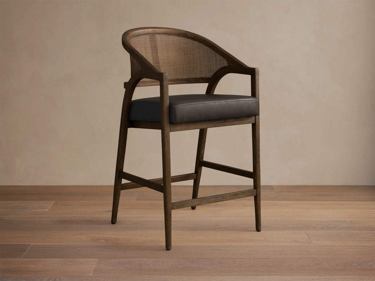 Aimee Cane Back Arm Counter Stool in Mocha and Oxnard Chocolate (4 of 4)