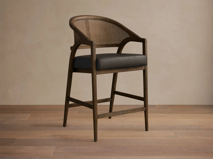 Aimee Cane Back Arm Counter Stool in Mocha and Oxnard Chocolate (4 of 4)