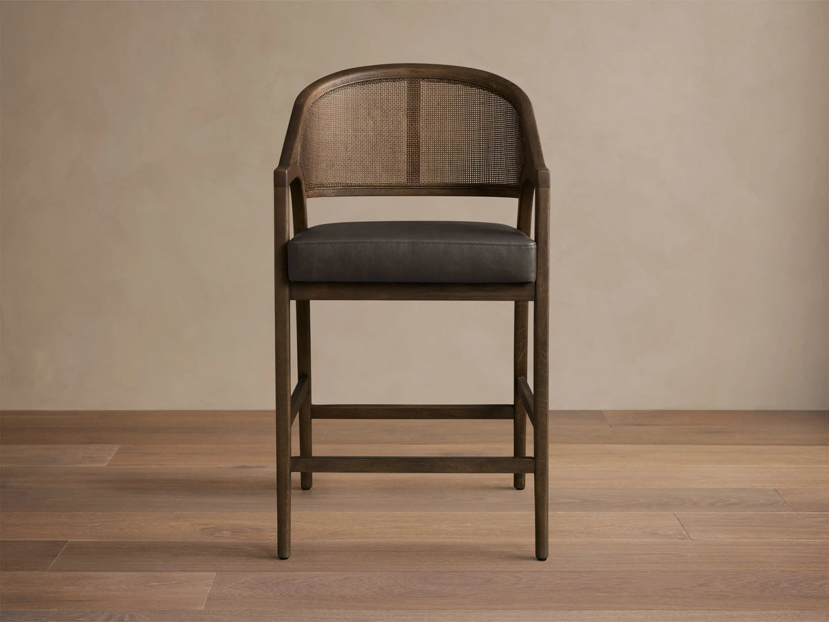 Aimee Cane Back Arm Counter Stool in Mocha and Oxnard Chocolate (4 of 4)