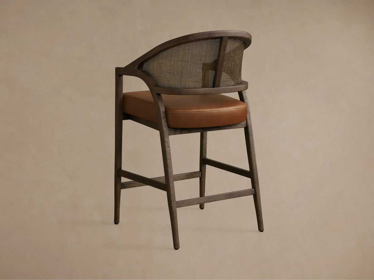Aimee Cane Back Arm Counter Stool in Mocha and Oxnard Camel (2 of 4)