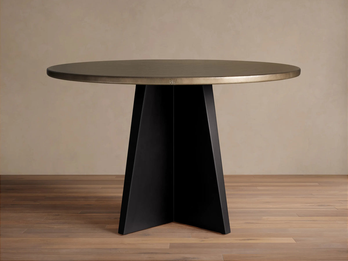 Recycled Metal Round Dining Table with Vertex Base