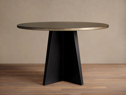 Recycled Metal Round Dining Table with Vertex Base