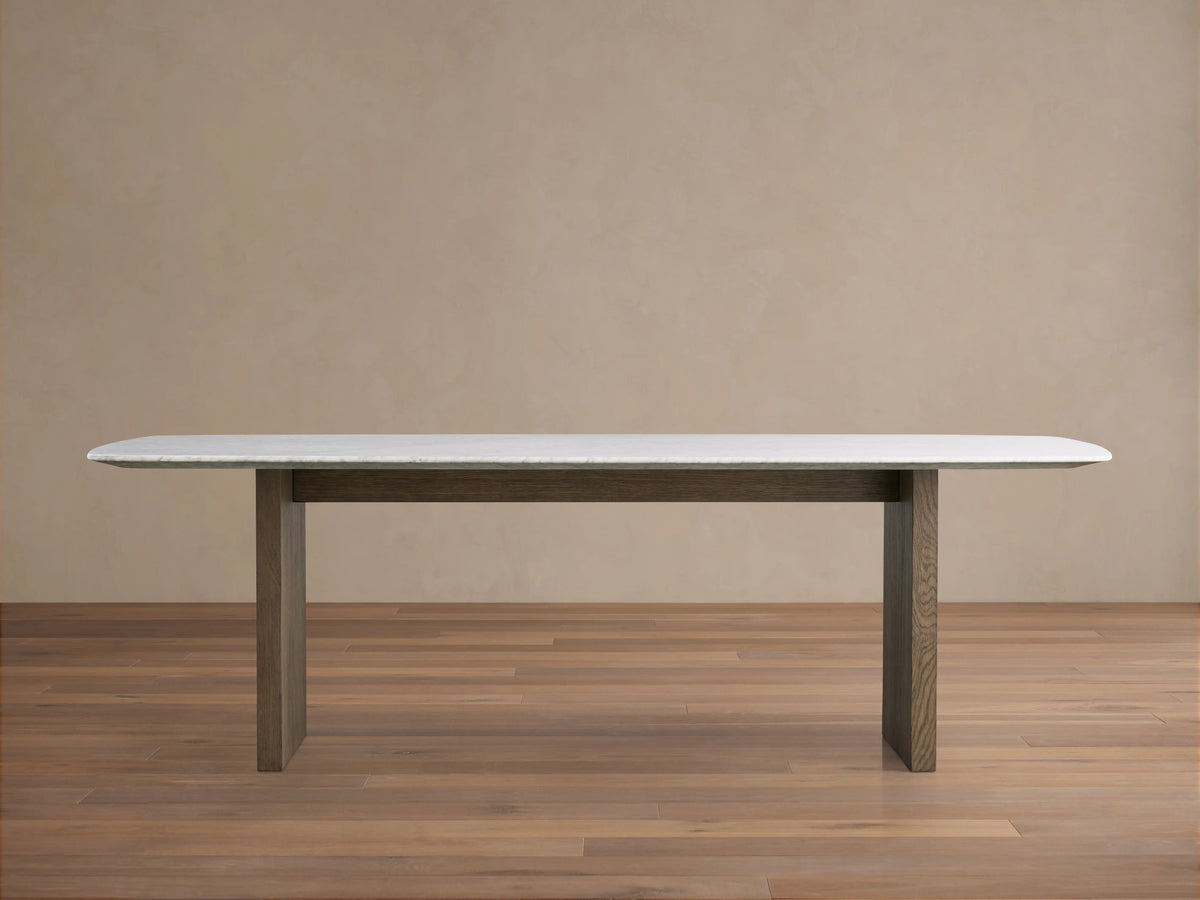 Saint Germain Stone Top Dining Table with Wood Clement Base