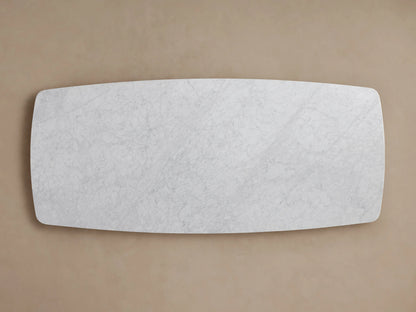 Marble tabletop with a smooth, light gray surface featuring subtle veining patterns, set against a neutral background.