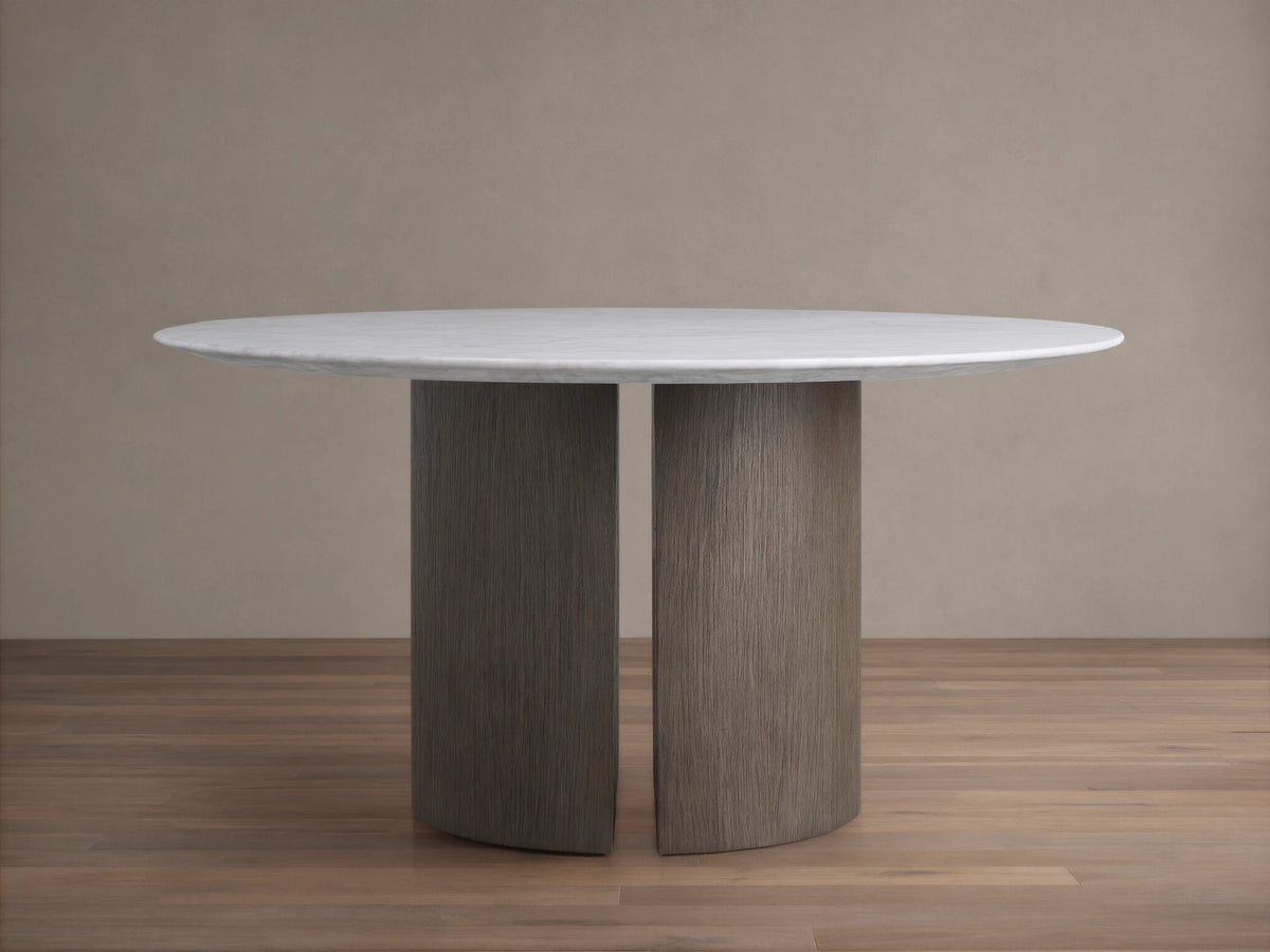 Saint Germain Round Stone Dining Table with Dauphine Base