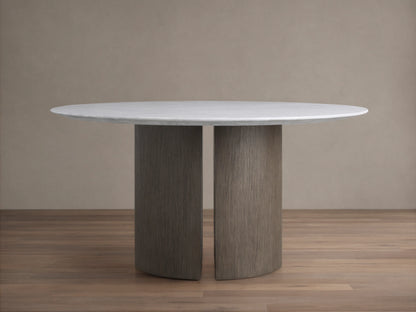 Saint Germain Round Stone Dining Table with Dauphine Base