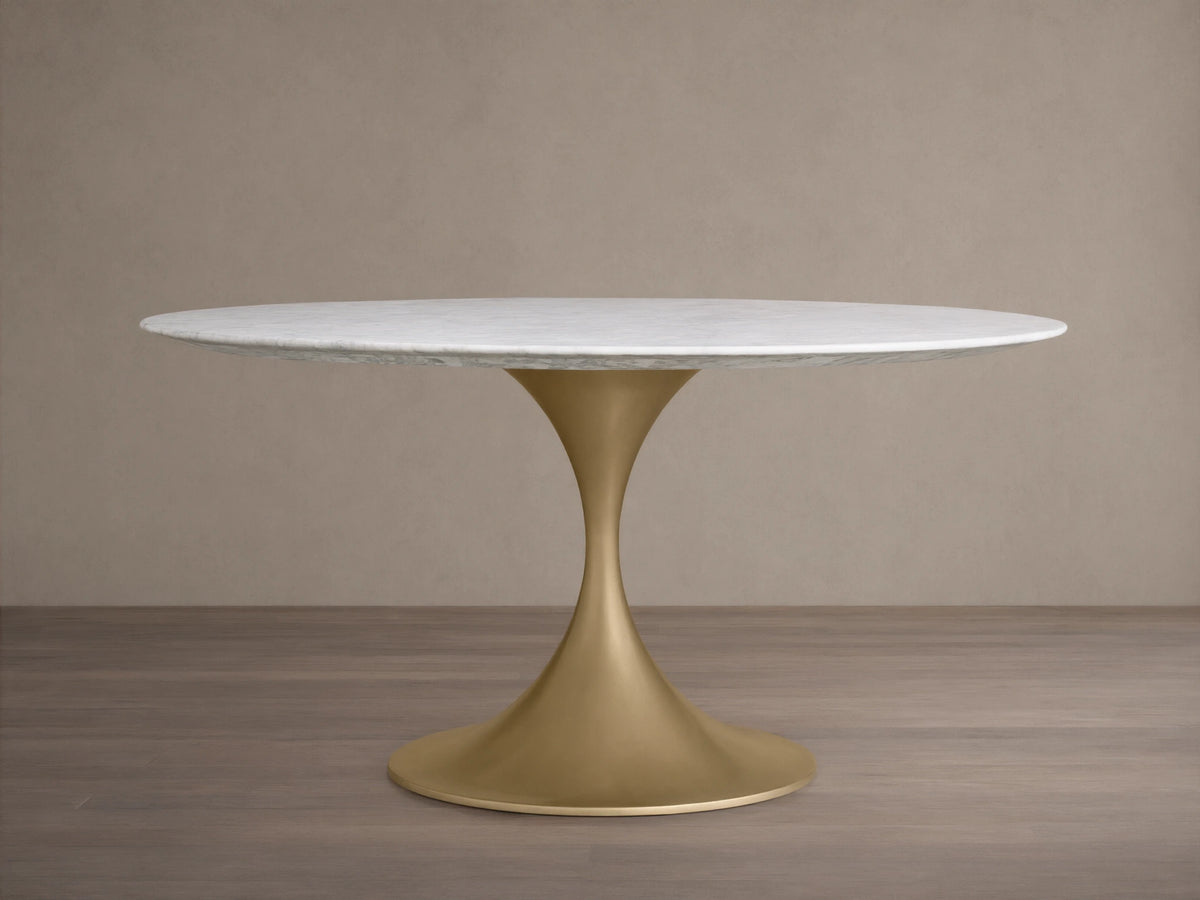 Saint Germain Round Stone Dining Table with Launette Base