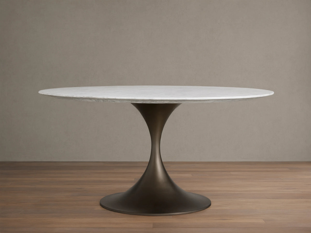 Saint Germain Round Stone Dining Table with Launette Base