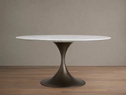Saint Germain Round Stone Dining Table with Launette Base