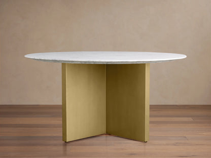 Saint Germain Round Stone Dining Table with Clement Base
