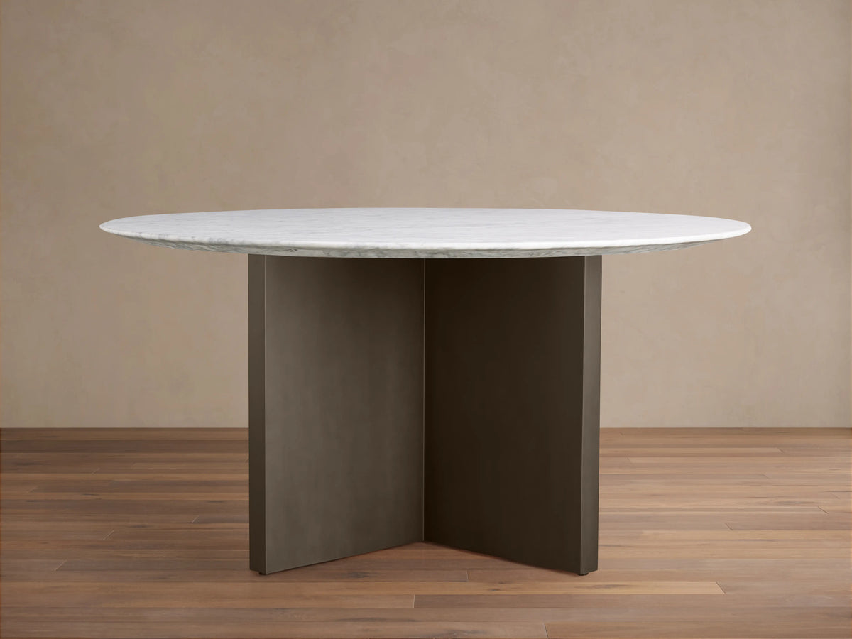 Saint Germain Round Stone Dining Table with Clement Base