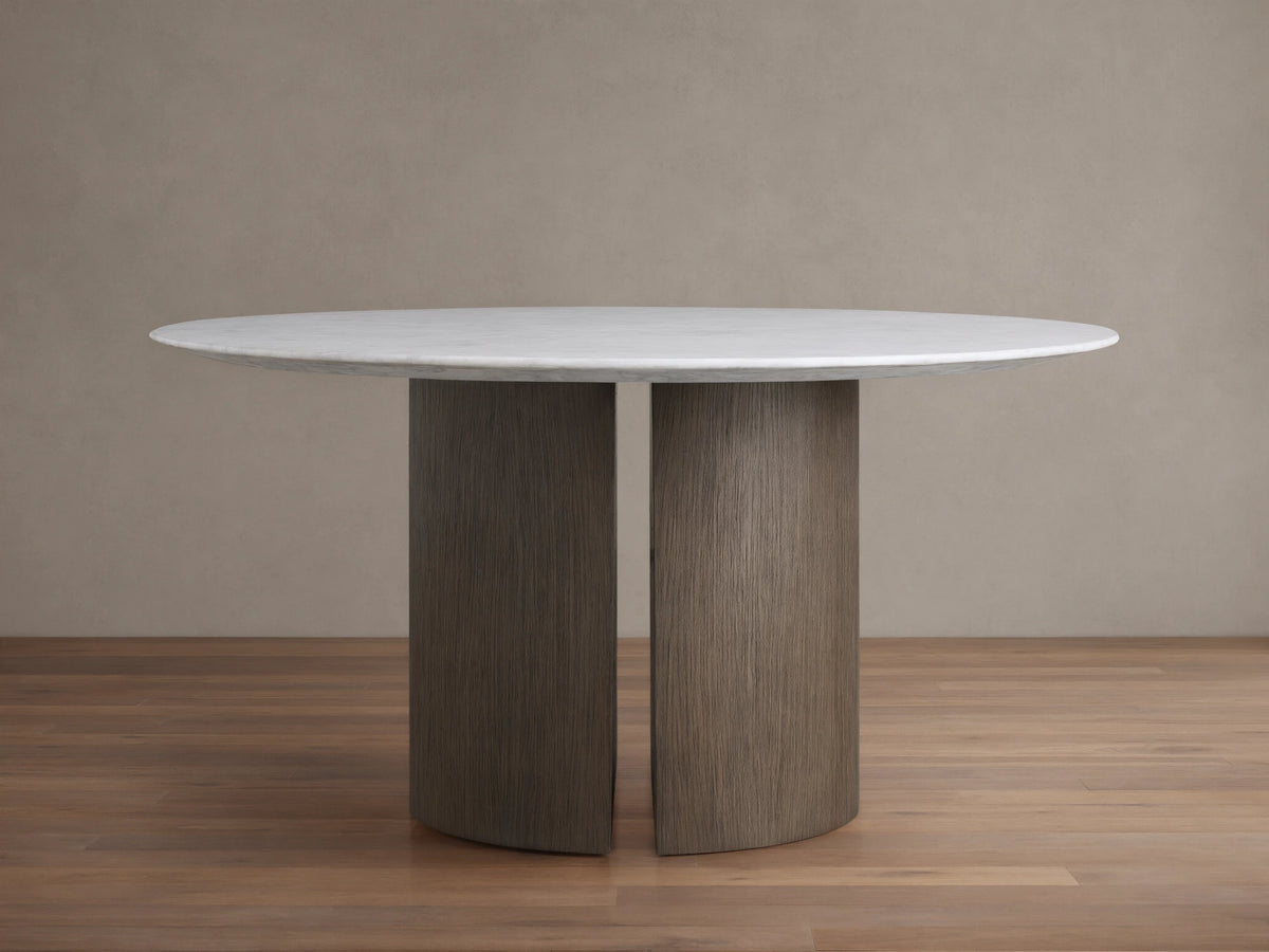 Saint Germain Round Stone Dining Table with Dauphine Base