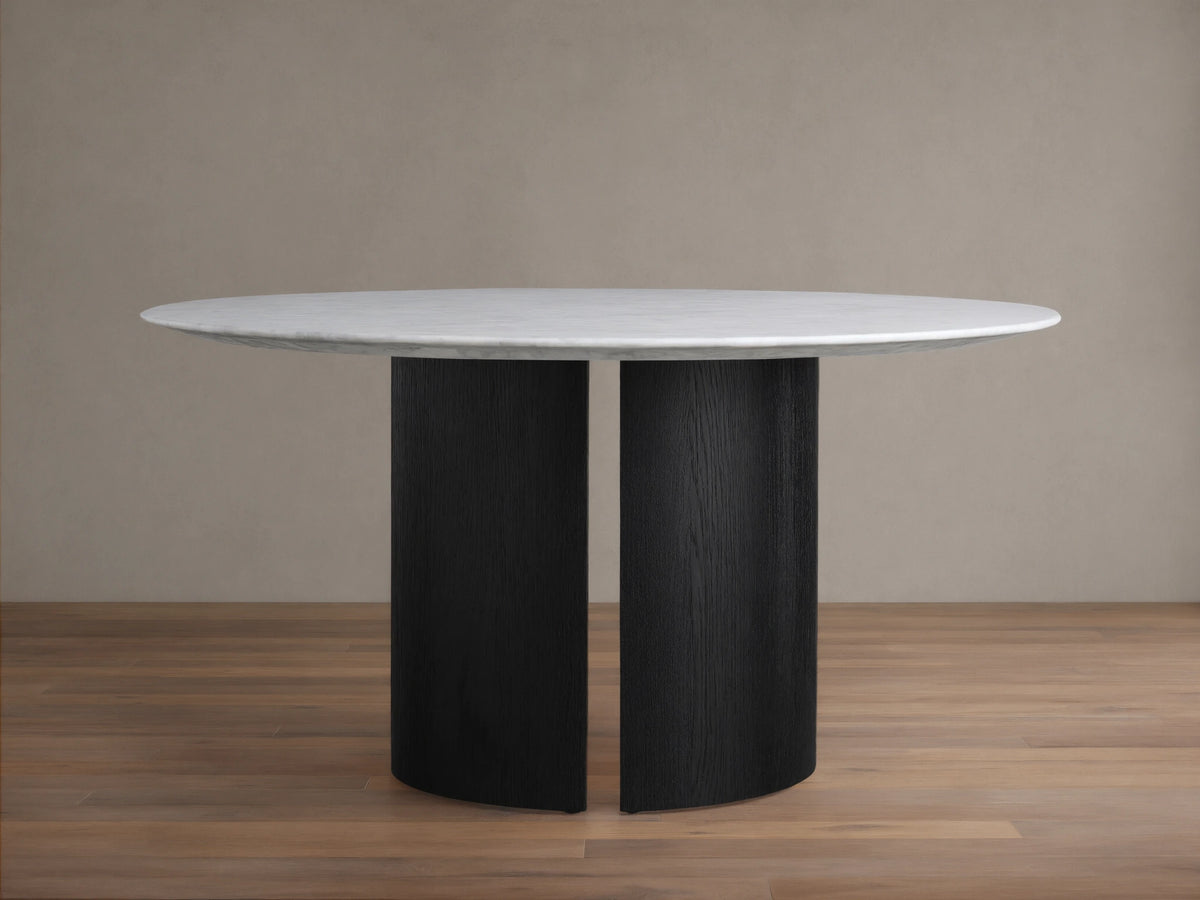 Saint Germain Round Stone Dining Table with Dauphine Base