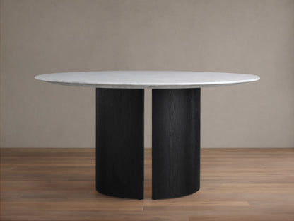 Saint Germain Round Stone Dining Table with Dauphine Base