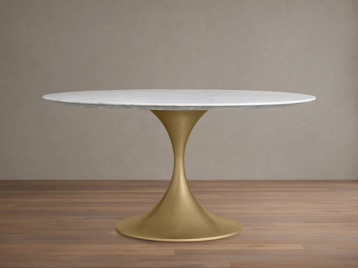 Saint Germain Round Stone Dining Table with Launette Base
