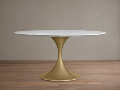 Saint Germain Round Stone Dining Table with Launette Base