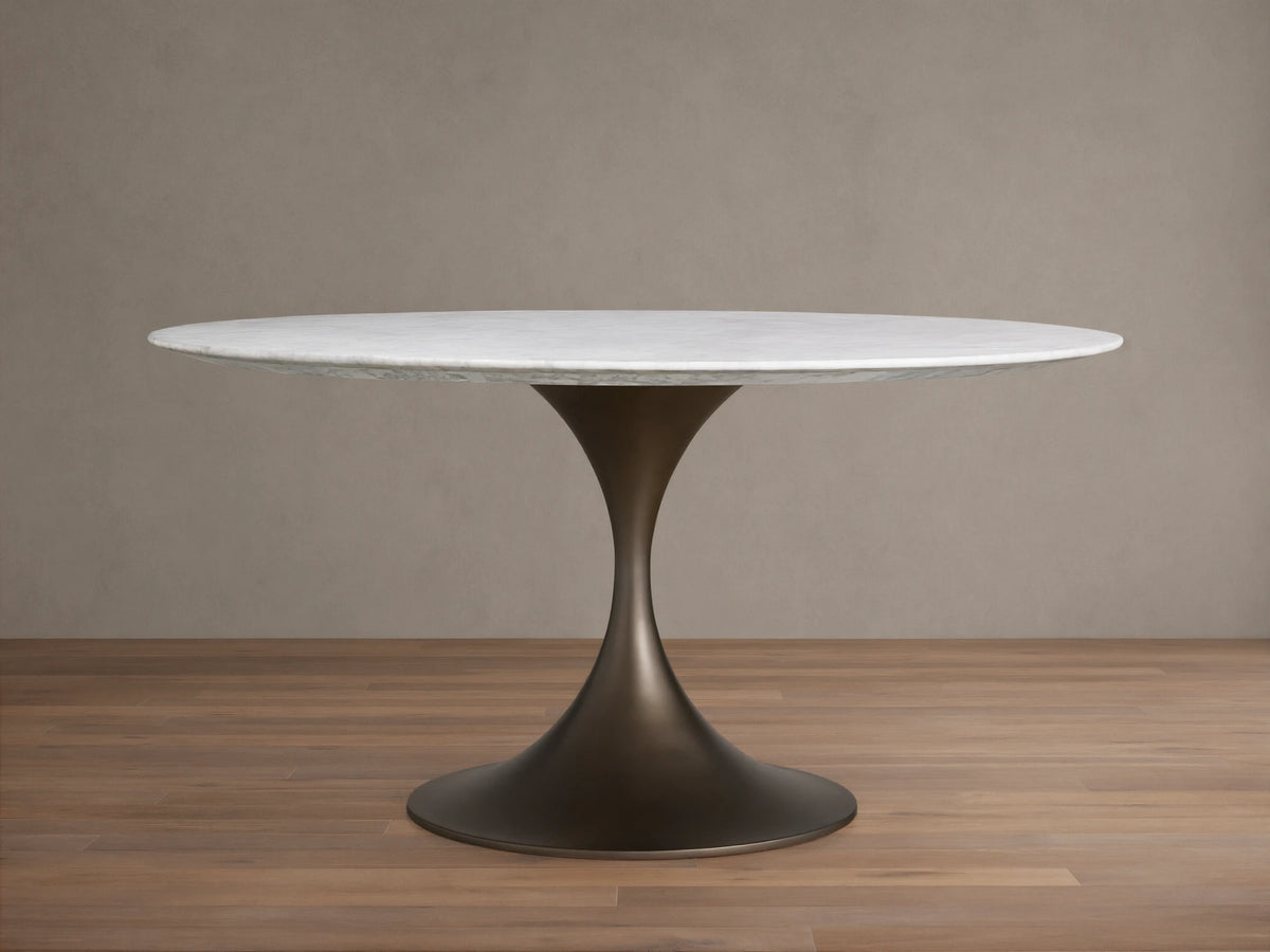 Saint Germain Round Stone Dining Table with Launette Base