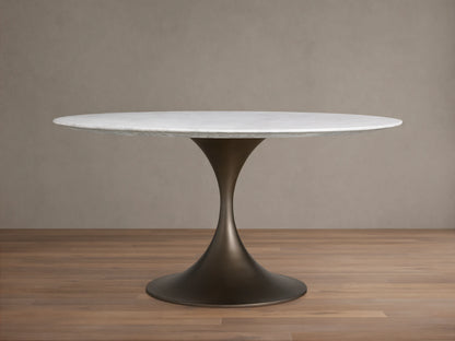 Saint Germain Round Stone Dining Table with Launette Base