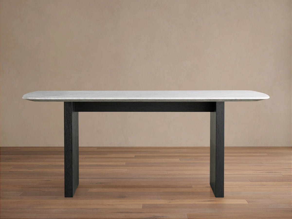Saint Germain Stone Top Dining Table with Wood Clement Base
