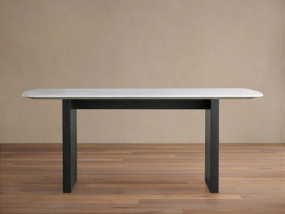 Saint Germain Stone Top Dining Table with Wood Clement Base