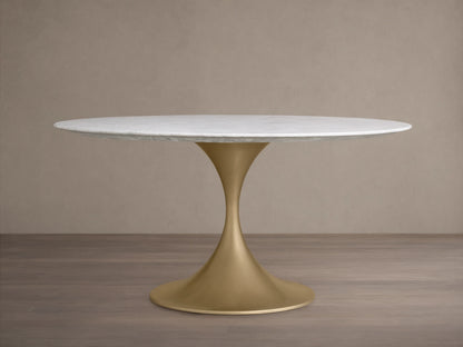 Saint Germain Round Stone Dining Table with Launette Base