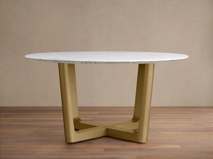 Saint Germain Round Stone Dining Table with Rennes Base in Metal
