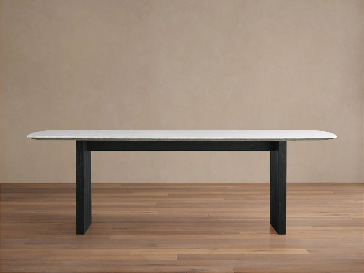 Saint Germain Stone Top Dining Table with Wood Clement Base