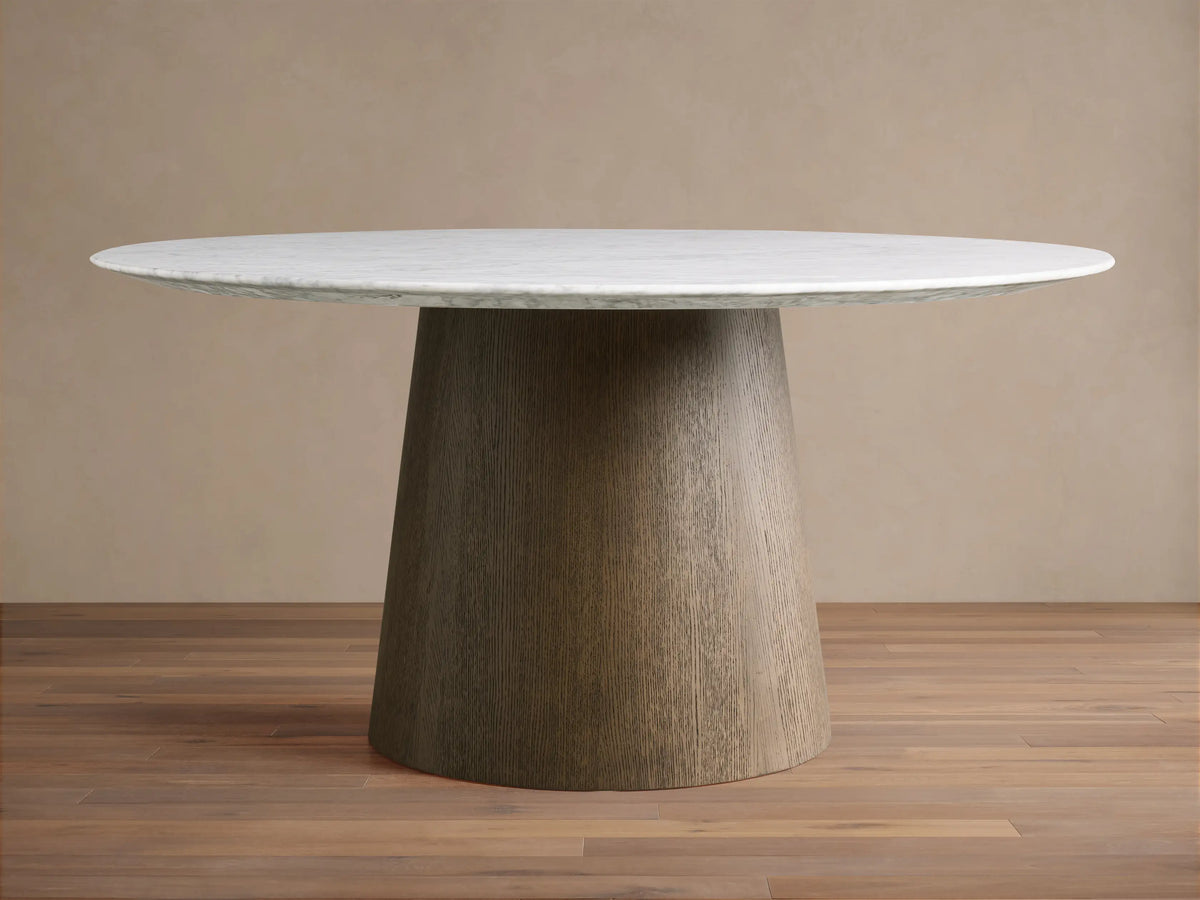 Saint Germain Round Stone Dining Table with Toulouse Base