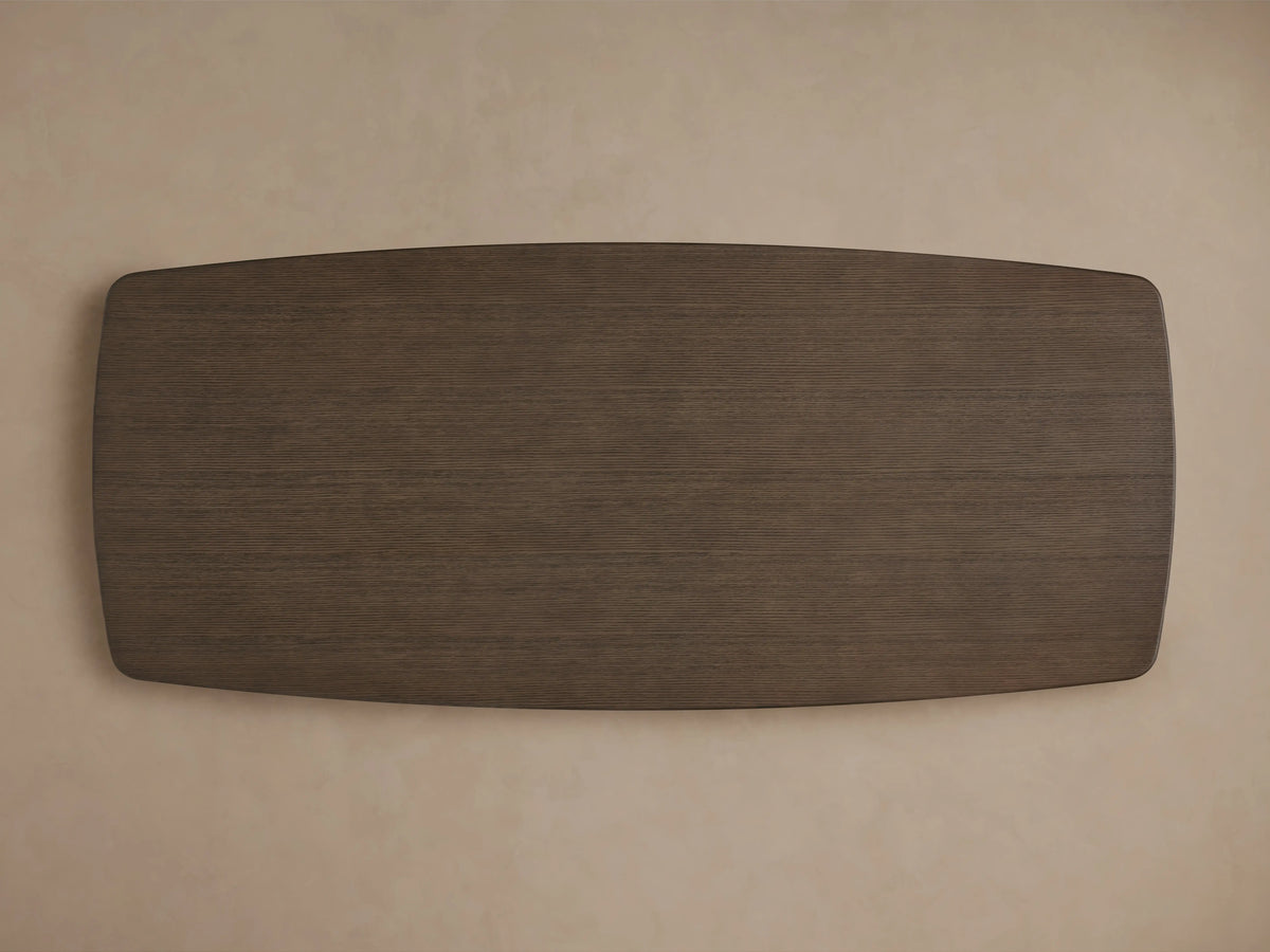 Saint Germain Wood Dining Table with a solid oak, rectangular top in a dark Ebony finish, viewed from above against a neutral background.