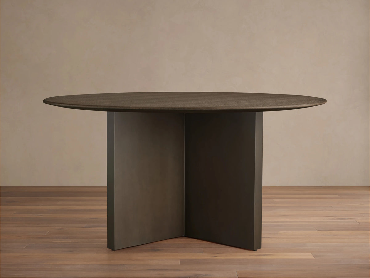 Saint Germain Round Wood Dining Table with Clement Base