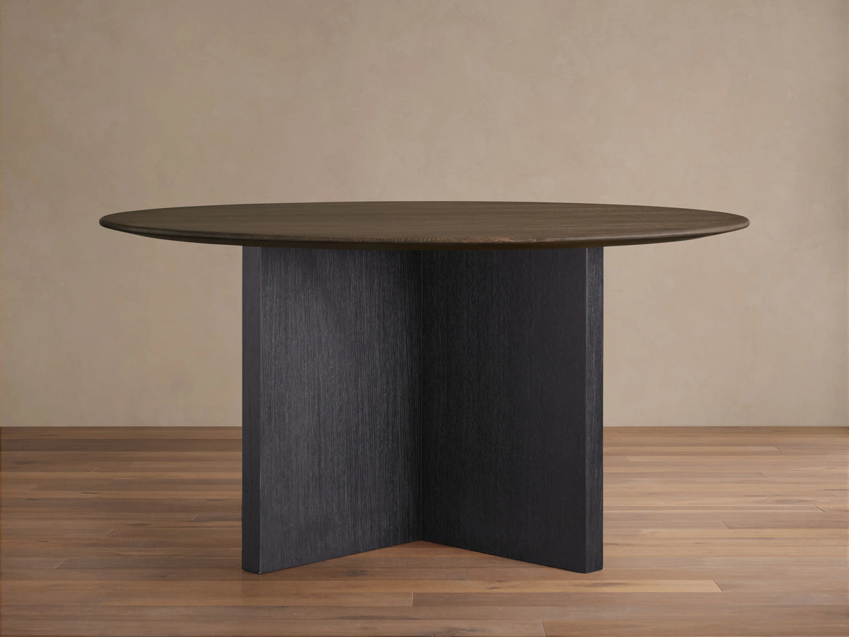 Saint Germain Round Wood Top Dining Table with Wood Clement Base