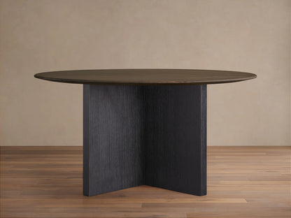Saint Germain Round Wood Top Dining Table with Wood Clement Base
