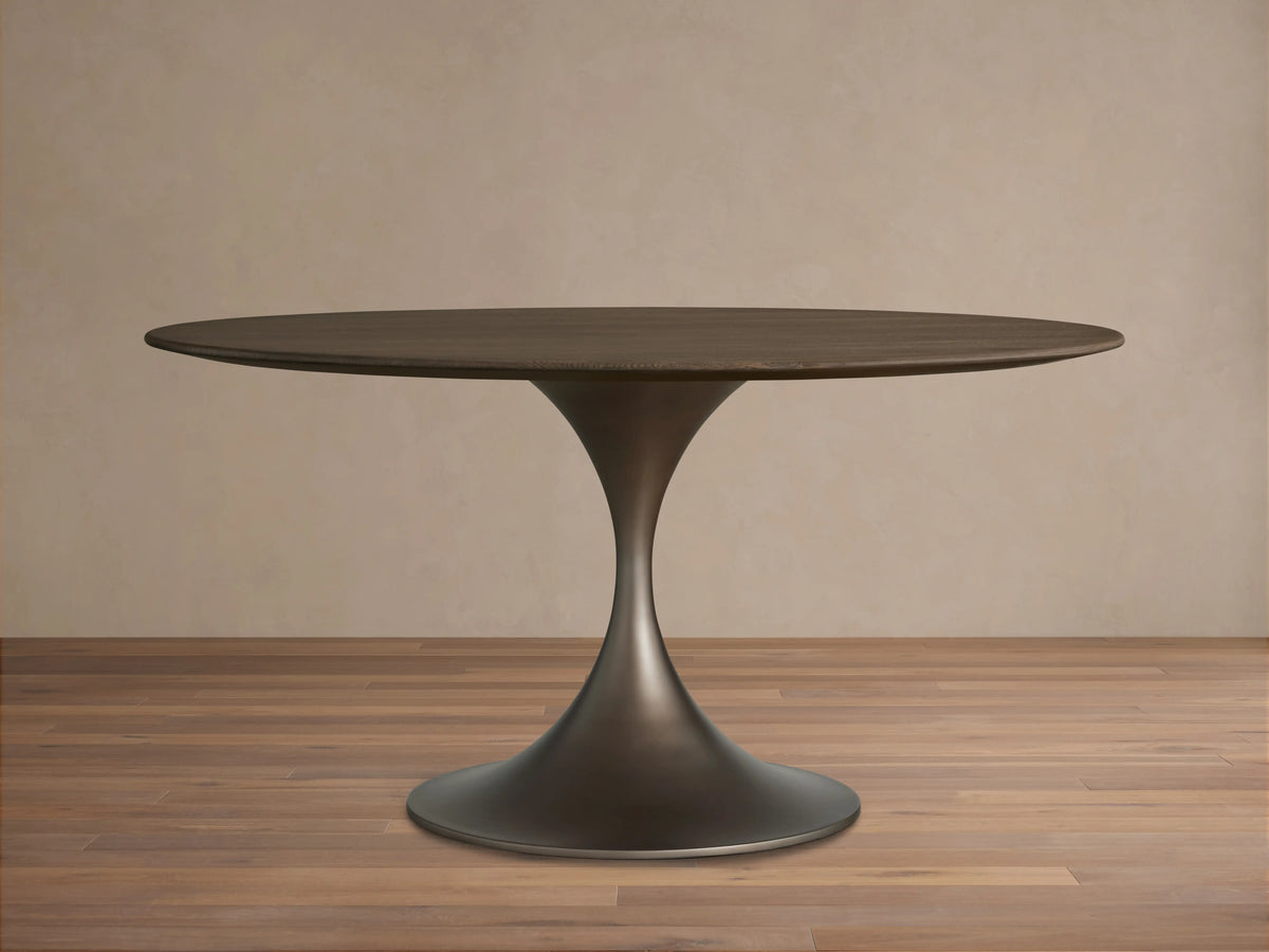 Saint Germain Round Wood Dining Table with Launette Base
