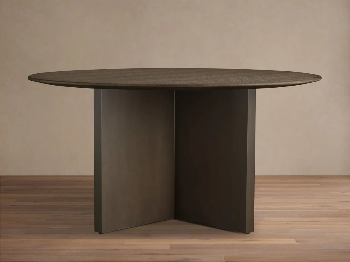 Saint Germain 60" Round Chestnut Top Dining Table with Metal Clement Base