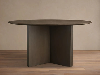 Saint Germain 60" Round Chestnut Top Dining Table with Metal Clement Base