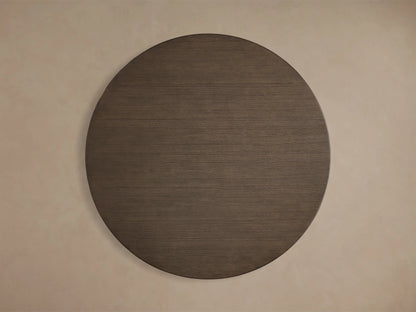 Top-down view of the round Chestnut top of the Saint Germain 60" Round Chestnut Top Dining Table, showing horizontal wood grain.