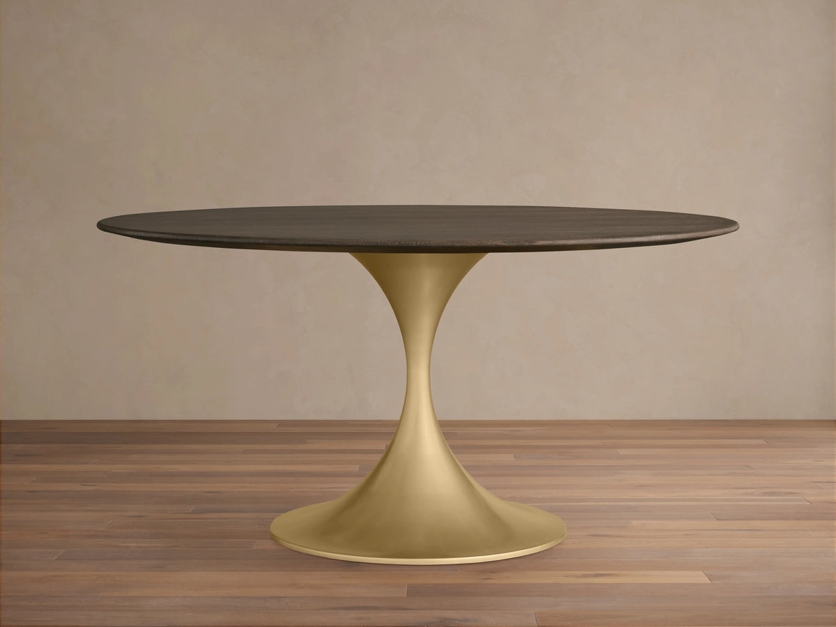 Saint Germain Round Wood Dining Table with Launette Base