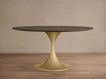Saint Germain Round Wood Dining Table with Launette Base