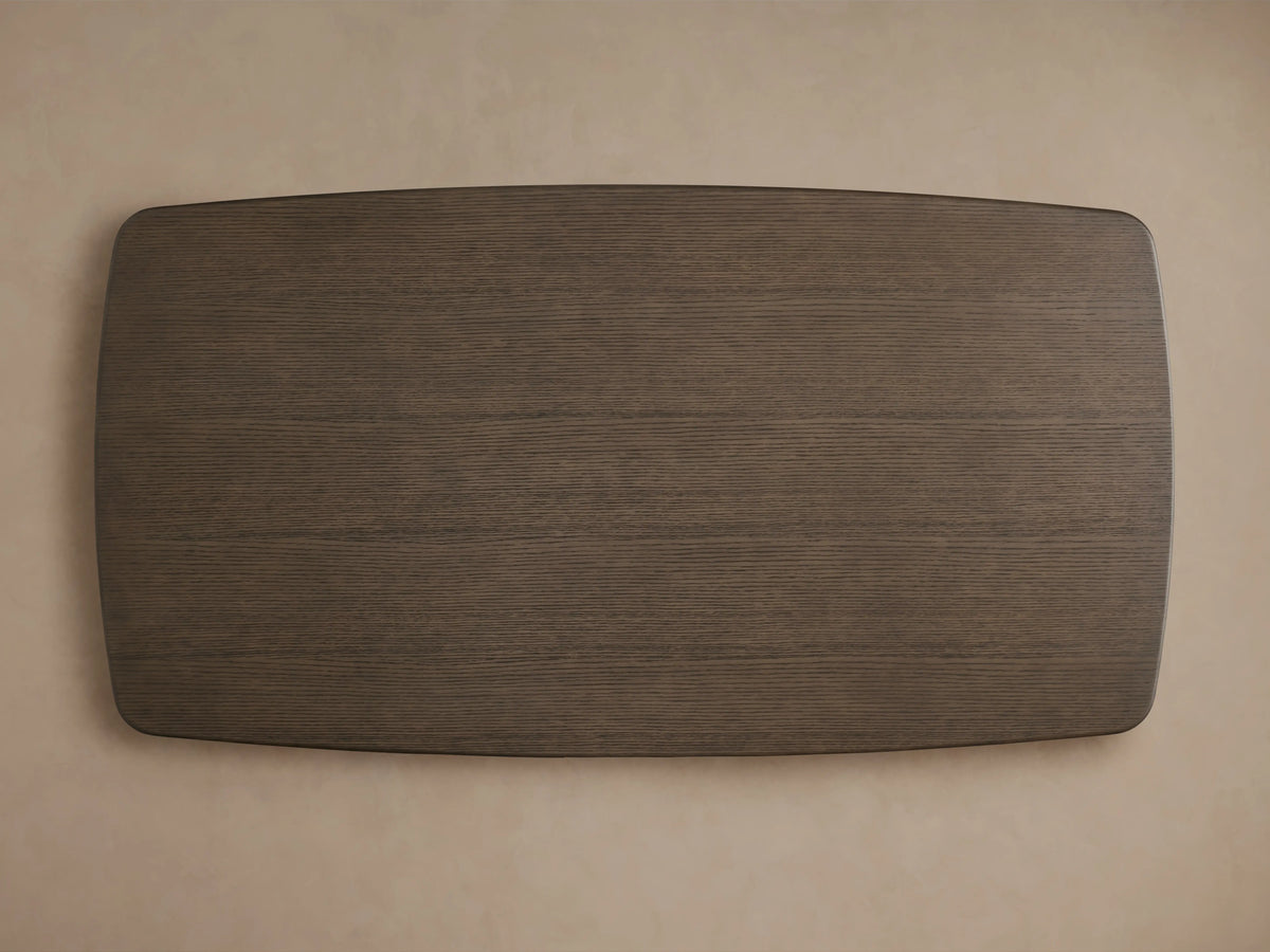 Rectangular Saint Germain dining table top in solid oak with an Ebony finish, featuring a smooth texture, viewed from above.