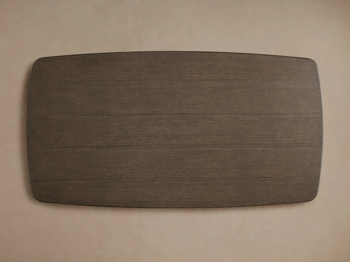 Rectangular Saint Germain Wood Dining Table top in a dark oak finish, featuring subtle grain patterns and smooth edges.