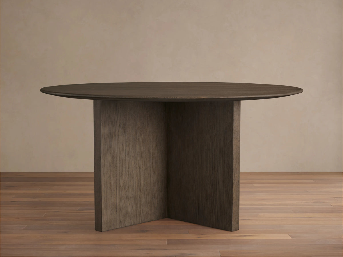 Saint Germain Round Wood Top Dining Table with Wood Clement Base