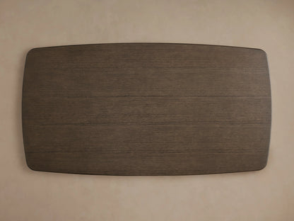 Saint Germain Wood Dining Table viewed from above, showing the rectangular oak tabletop with a dark finish and smooth surface.