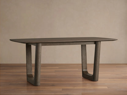 Saint Germain Wood Dining Table with a sleek rectangular oak top in Ebony finish, supported by robust, matching Ebony wood legs.