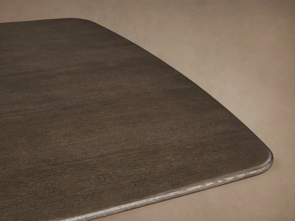 Saint Germain Wood Dining Table with Rennes Base in solid oak, chestnut finish, top view showing rectangular shape and wood grain.