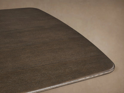 Saint Germain Wood Dining Table with Rennes Base in solid oak, chestnut finish, top view showing rectangular shape and wood grain.