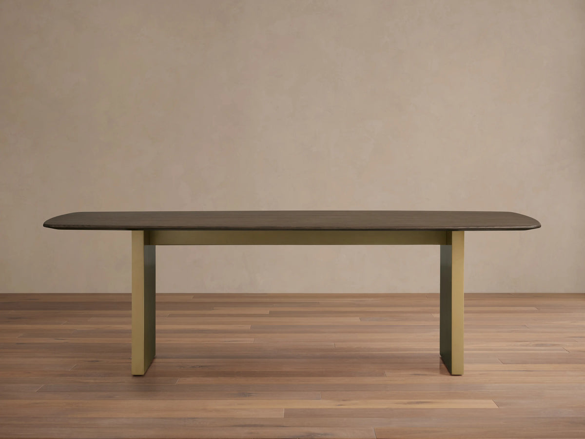 Saint Germain Wood Dining Table with Clement Base in Metal